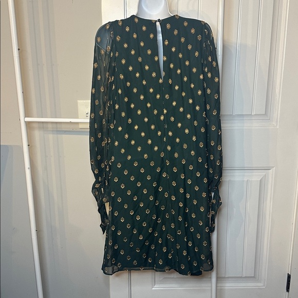 Calvin‎ Klein Size 8 Dark Green Patterned Long Sleeve Dress - Picture 7 of 11